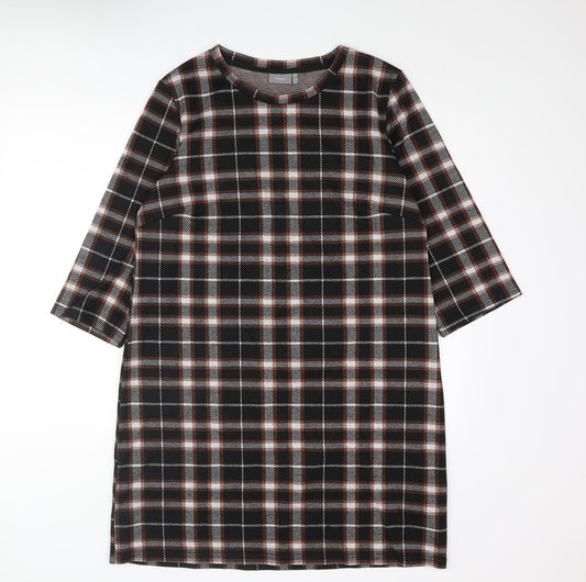 b.young Womens Black Check Polyester Shift Size XL Round Neck Pullover