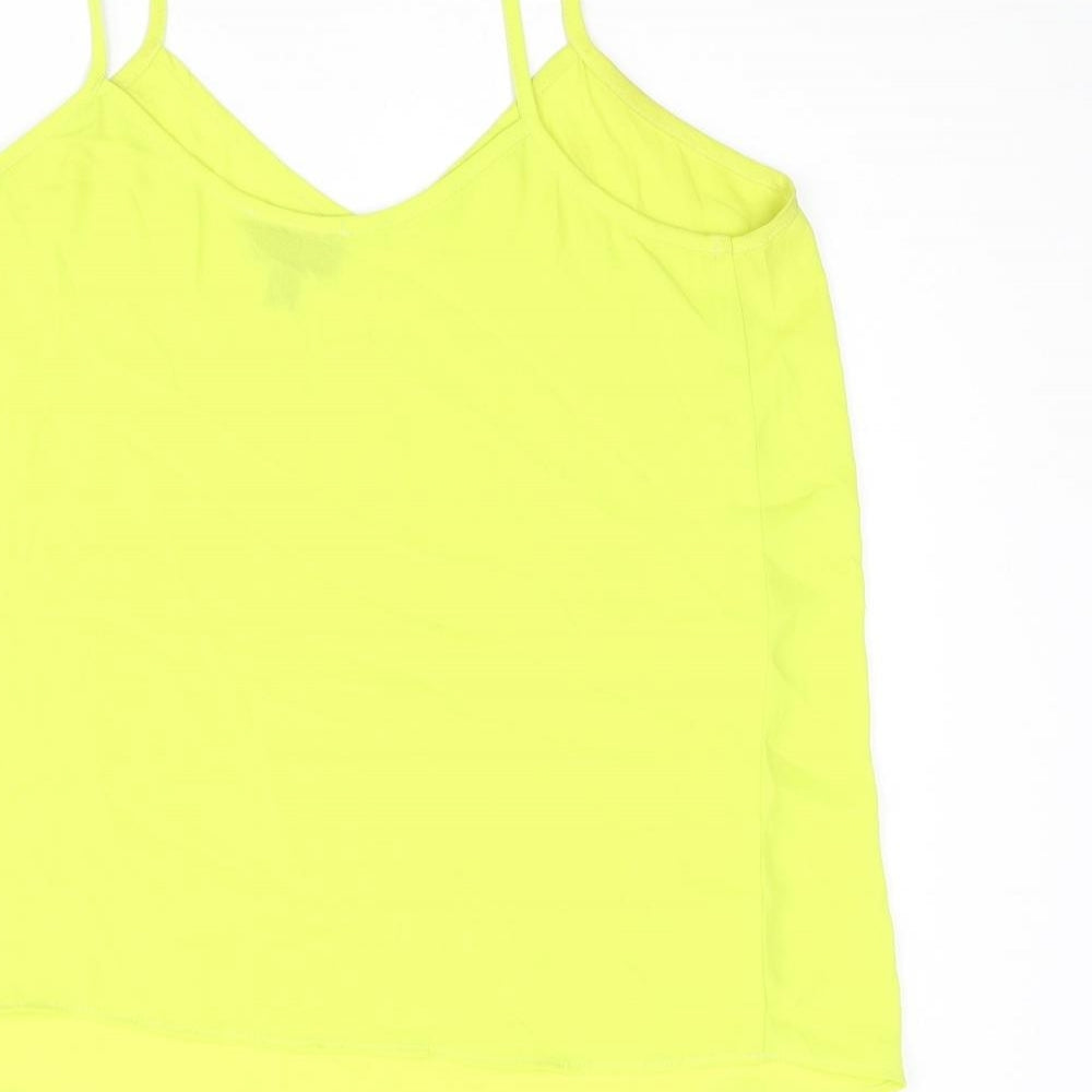 Topshop Womens Yellow Polyester Camisole Blouse Size 6 V-Neck