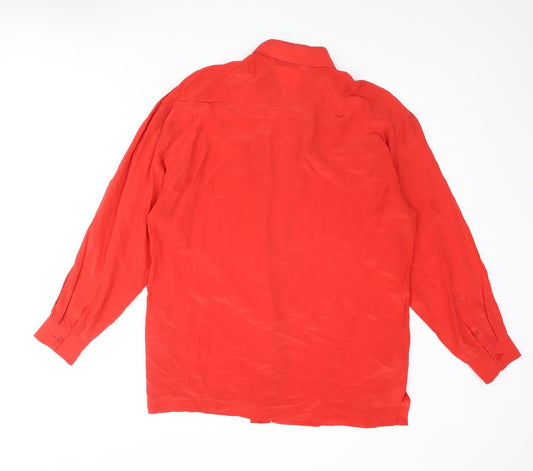 St Michael Womens Red Polyester Basic Button-Up Size 12 Collared