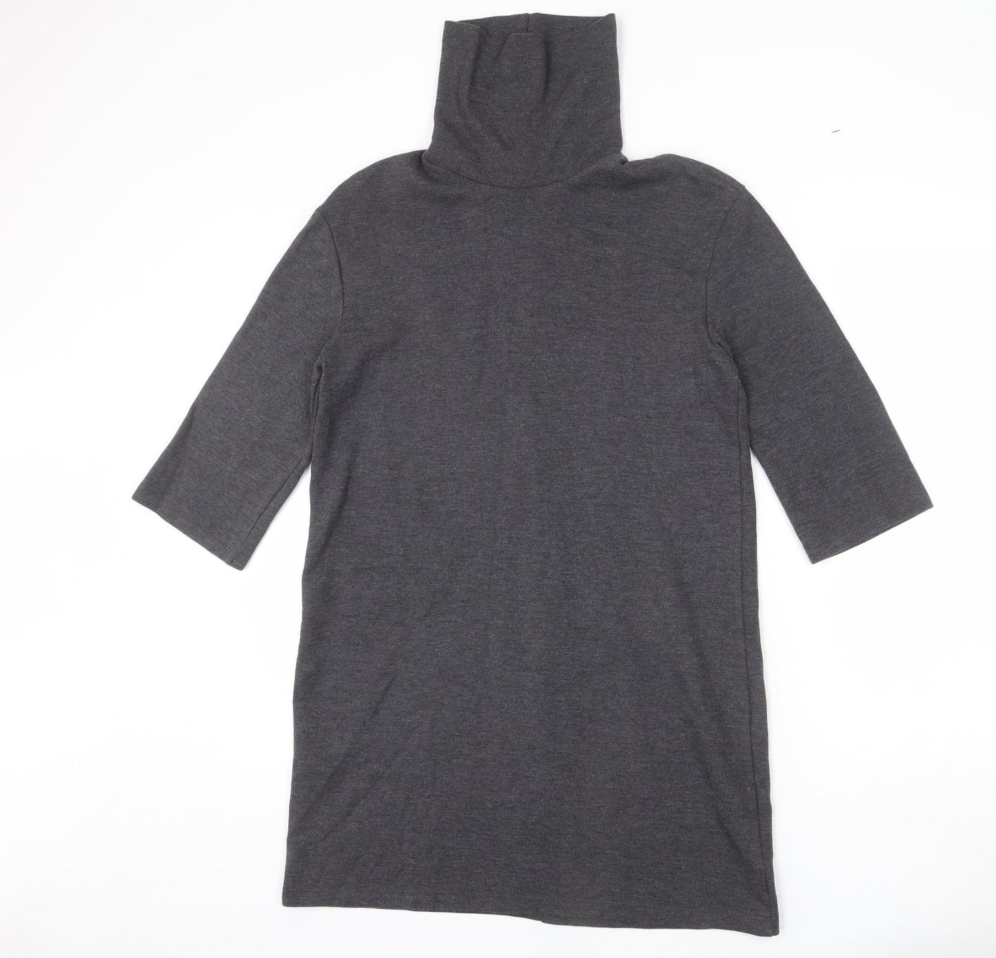 Zara Womens Grey Cotton Sheath Size S High Neck Pullover