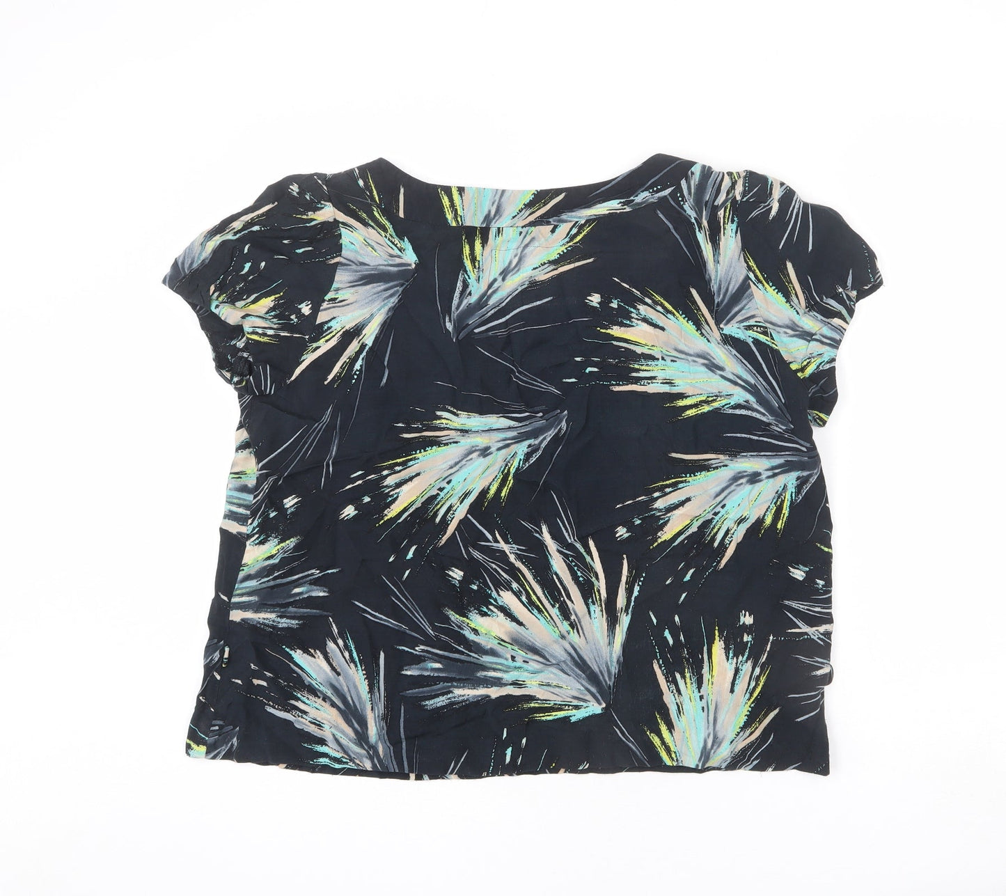 RJR.John Rocha Womens Black Geometric Polyester Basic Blouse Size 18 Cowl Neck - Cropped