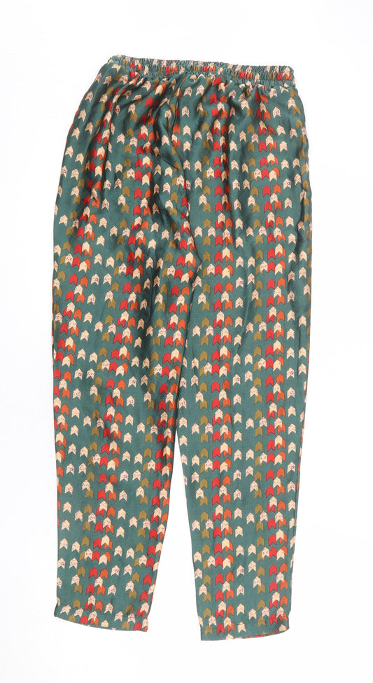 PRETTYLITTLETHING Womens Multicoloured Geometric Polyester Trousers Size 8 L24 in Regular Drawstring