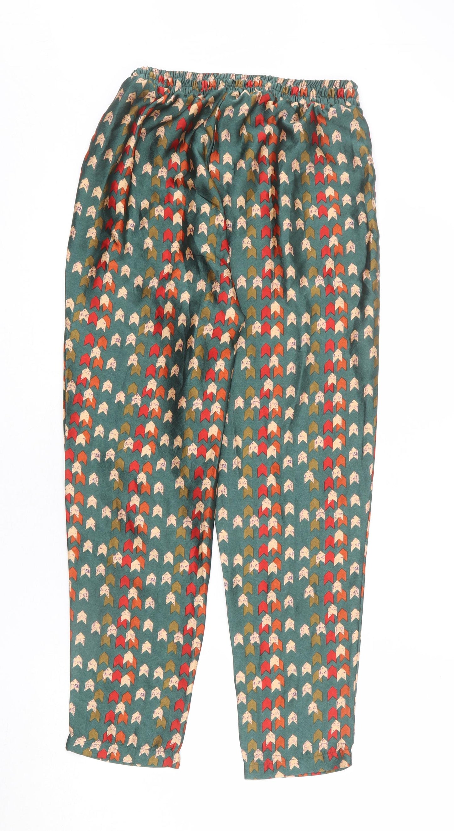 PRETTYLITTLETHING Womens Multicoloured Geometric Polyester Trousers Size 8 L24 in Regular Drawstring