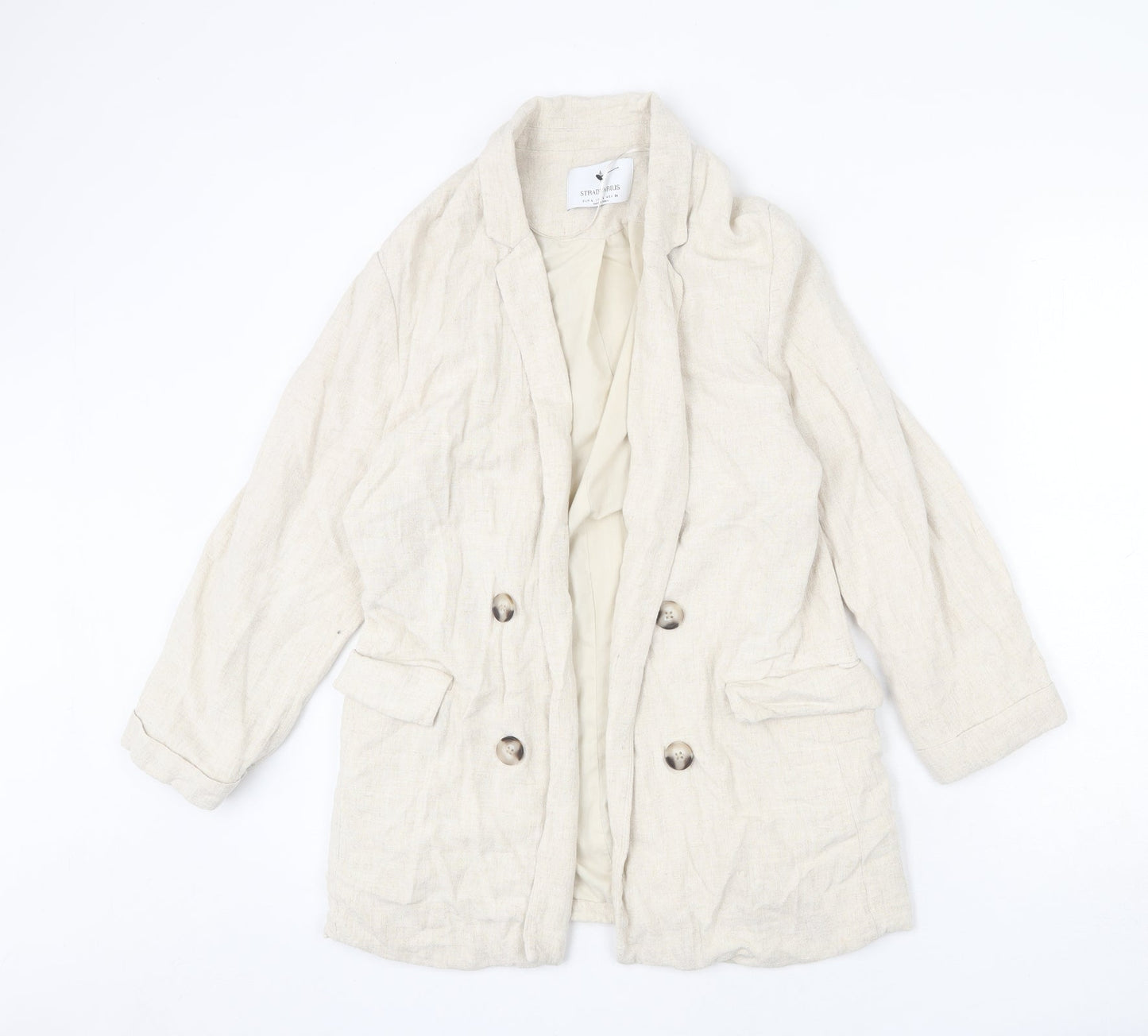Stradivarius Womens Beige Jacket Blazer Size L
