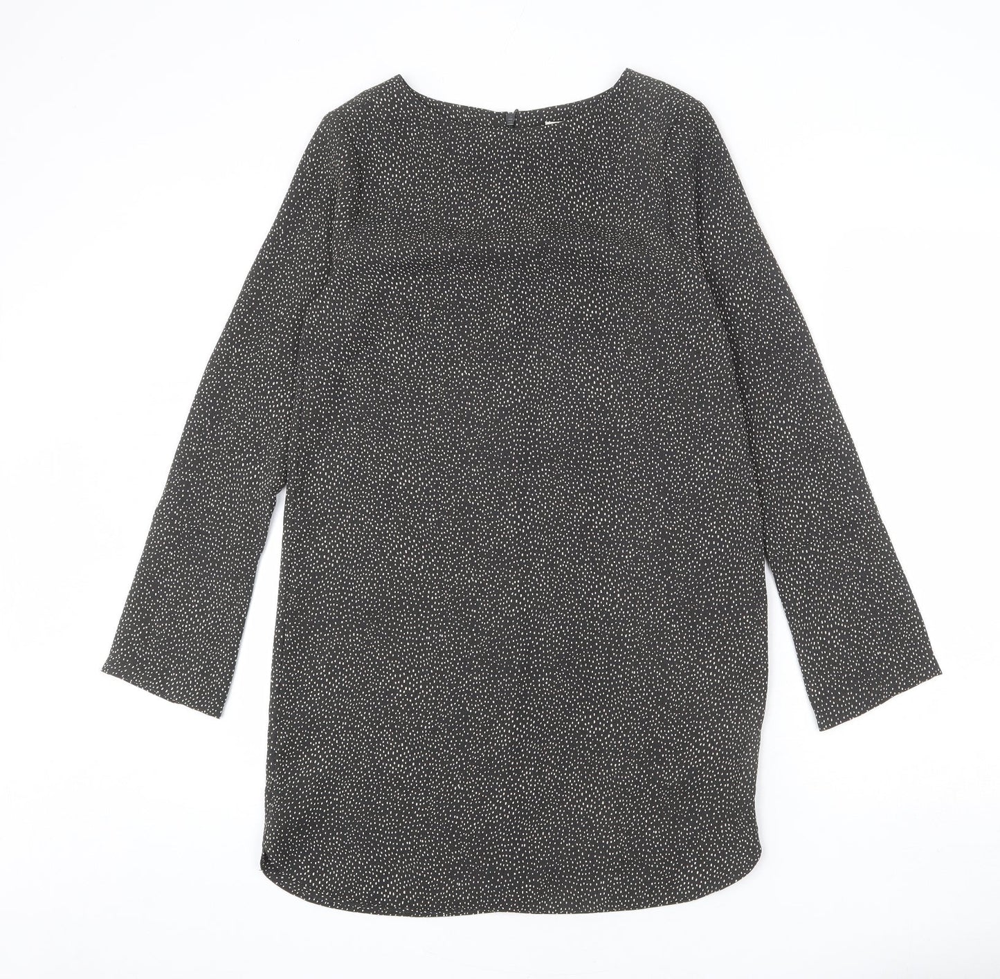 H&M Womens Grey Polka Dot Polyester Sheath Size 6 Round Neck Zip