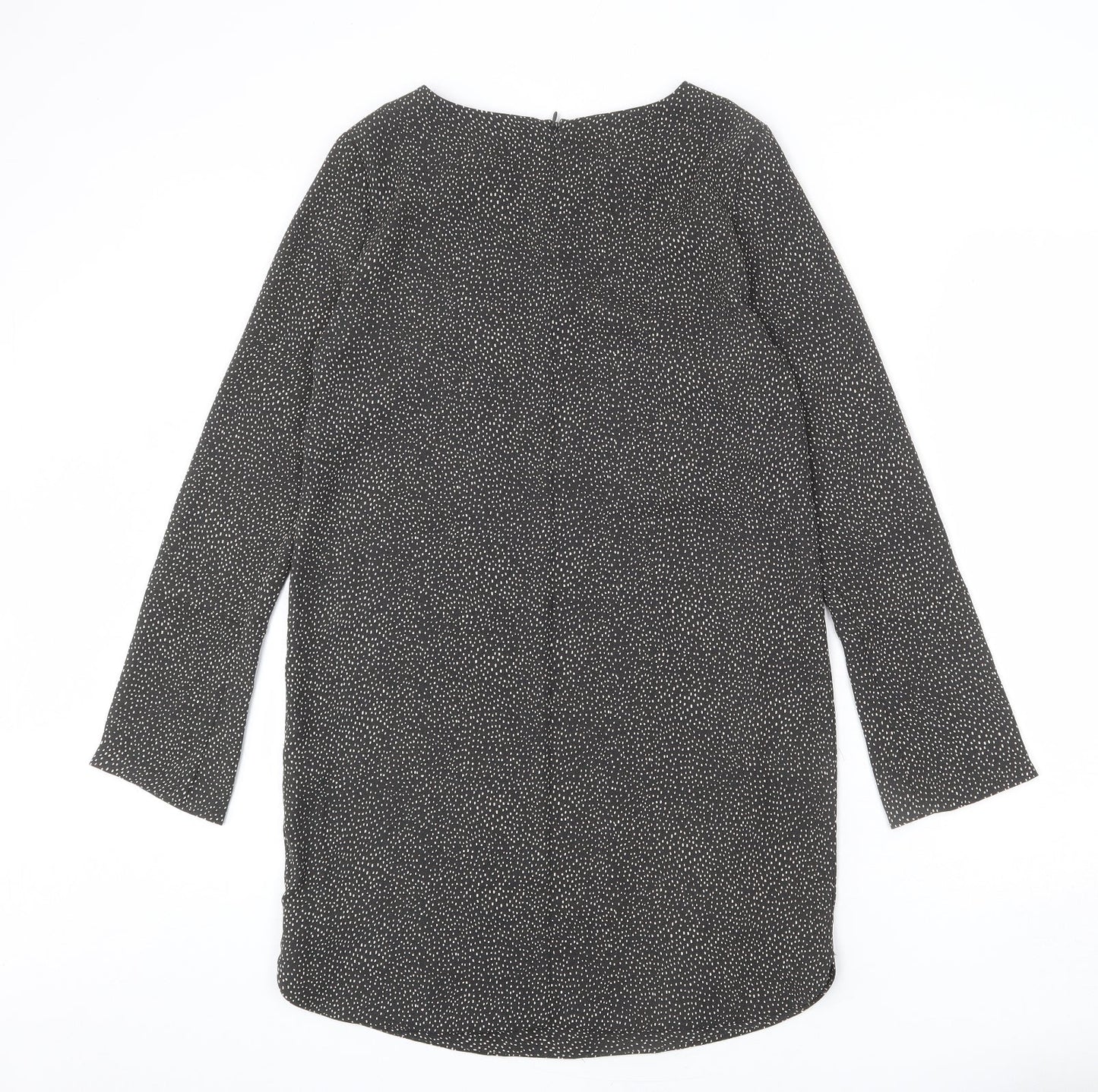 H&M Womens Grey Polka Dot Polyester Sheath Size 6 Round Neck Zip