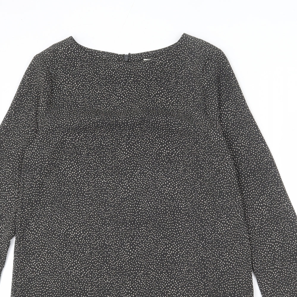H&M Womens Grey Polka Dot Polyester Sheath Size 6 Round Neck Zip