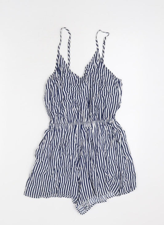 Divided by H&M Womens Blue Striped Viscose Romper One-Piece Size 10 Pullover