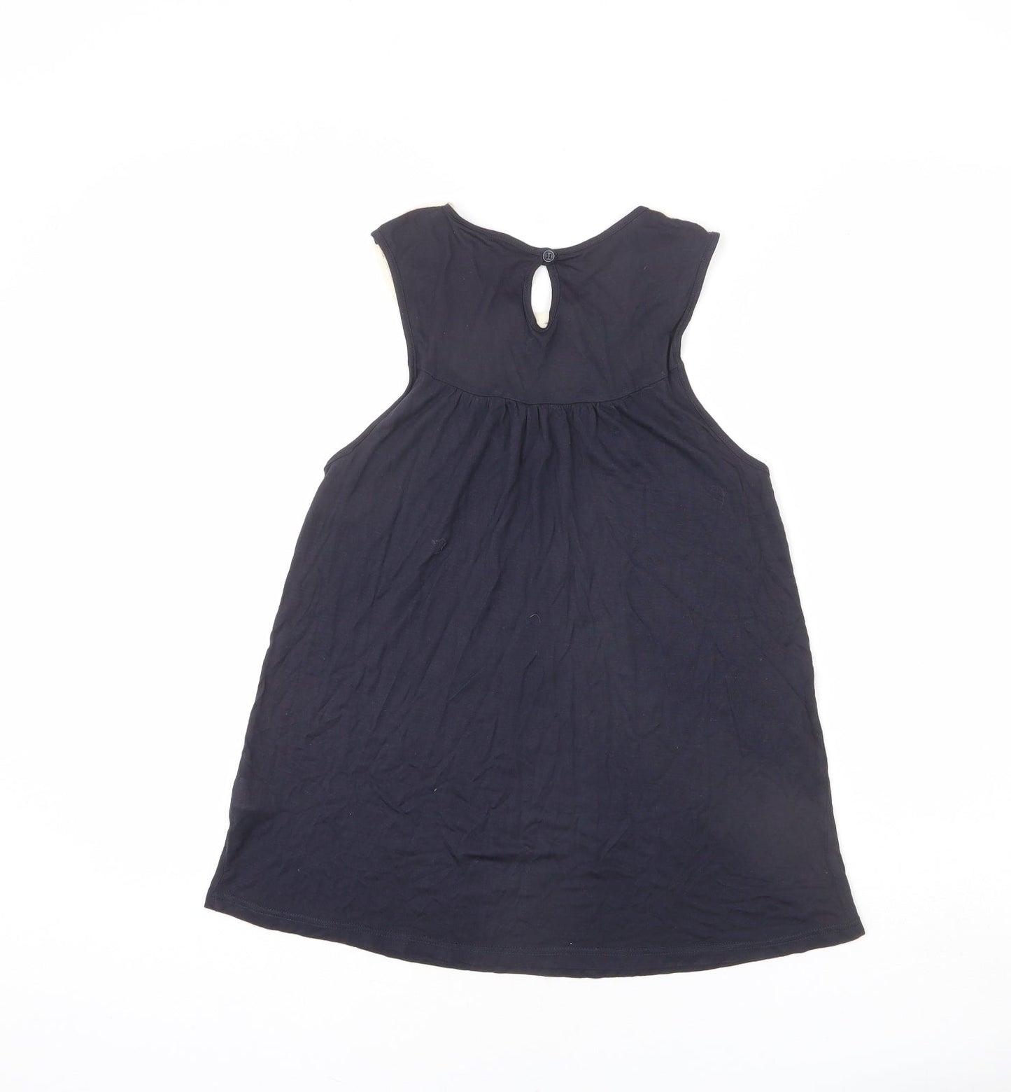 Topshop Womens Blue Modal Basic Tank Size 10 Round Neck - Lace Detail