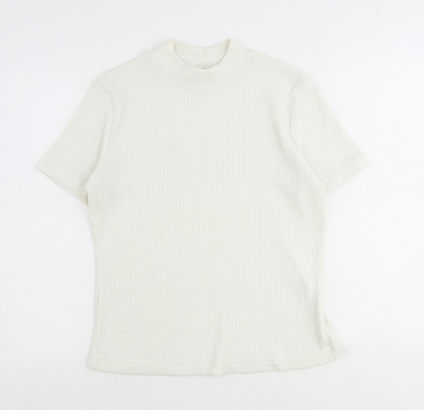 DASH Womens Ivory Mock Neck Polyester Pullover Jumper Size 14