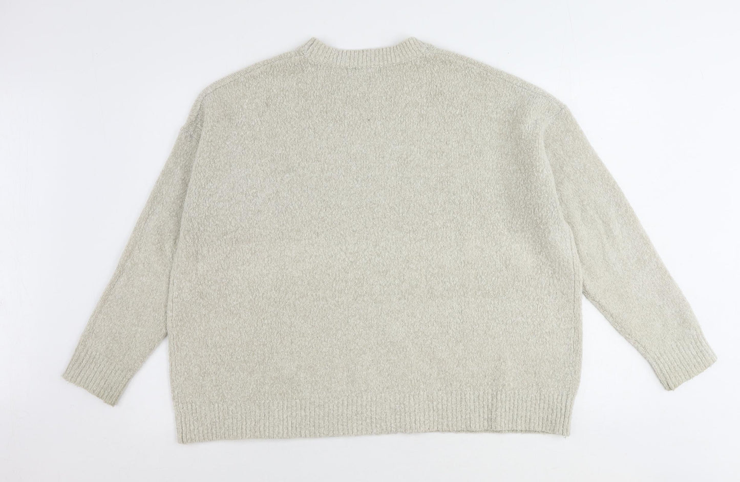 Bershka Womens Beige Mock Neck Acrylic Pullover Jumper Size M