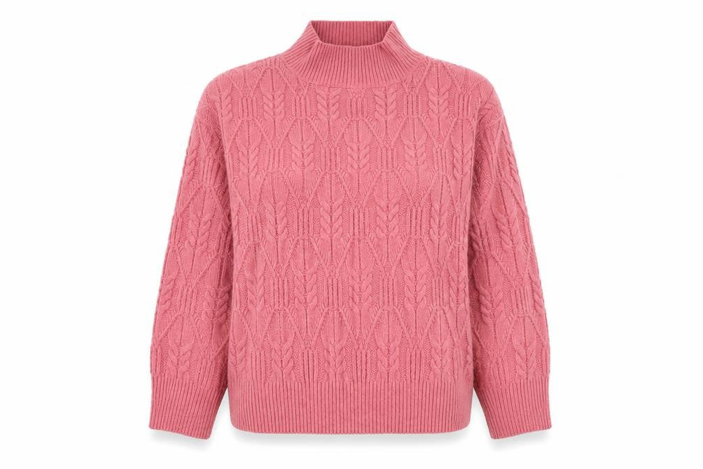 Warehouse Womens Pink High Neck Polyester Pullover Jumper Size M