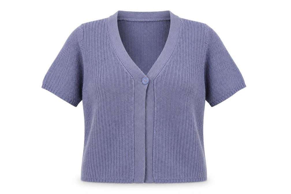 EWM Womens Blue V-Neck Acrylic Cardigan Jumper Size 14 - Size 14-16