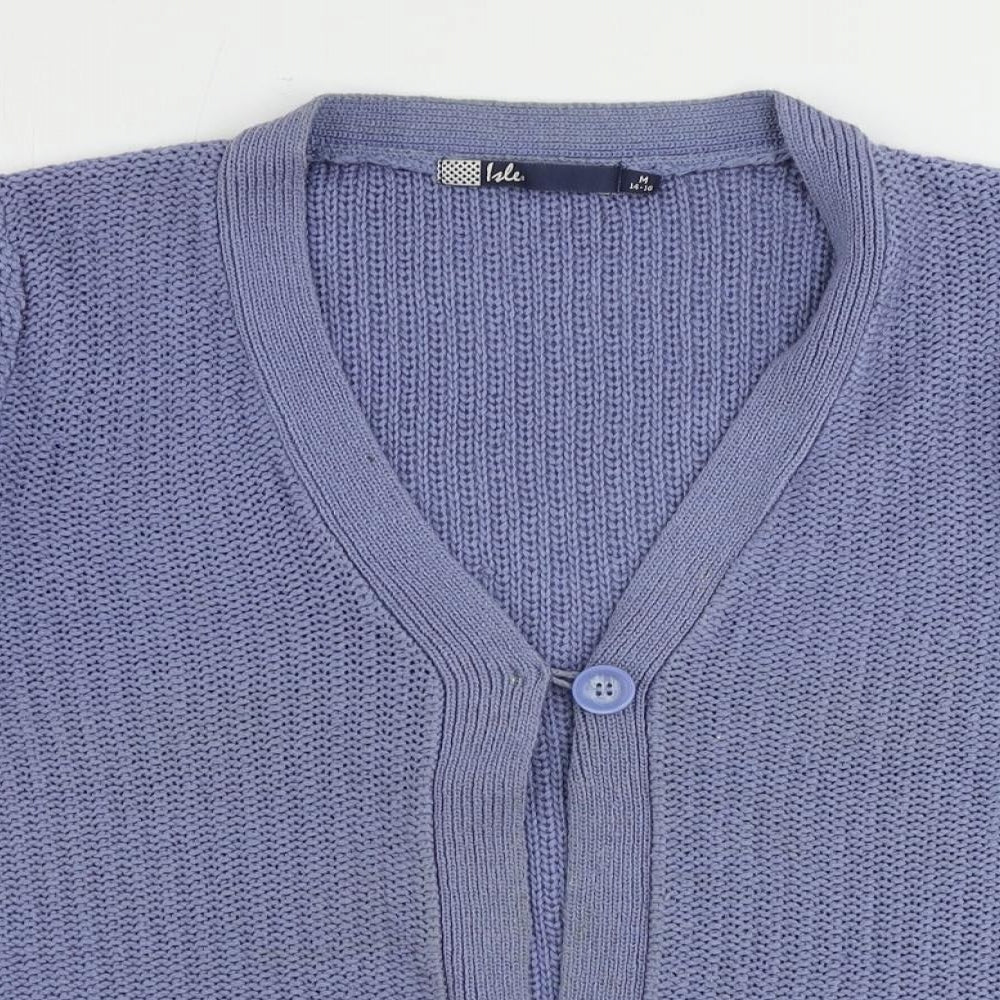 EWM Womens Blue V-Neck Acrylic Cardigan Jumper Size 14 - Size 14-16