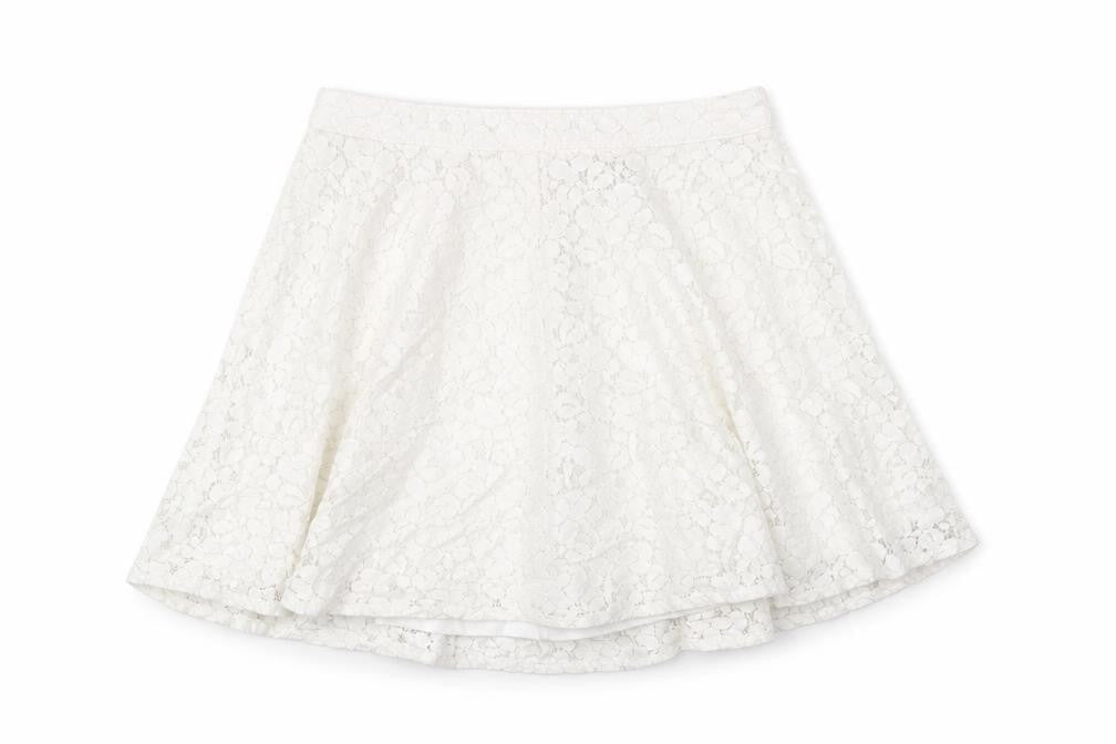 Topshop Womens White Cotton Flare Skirt Size 8 Zip - Lace Overlay