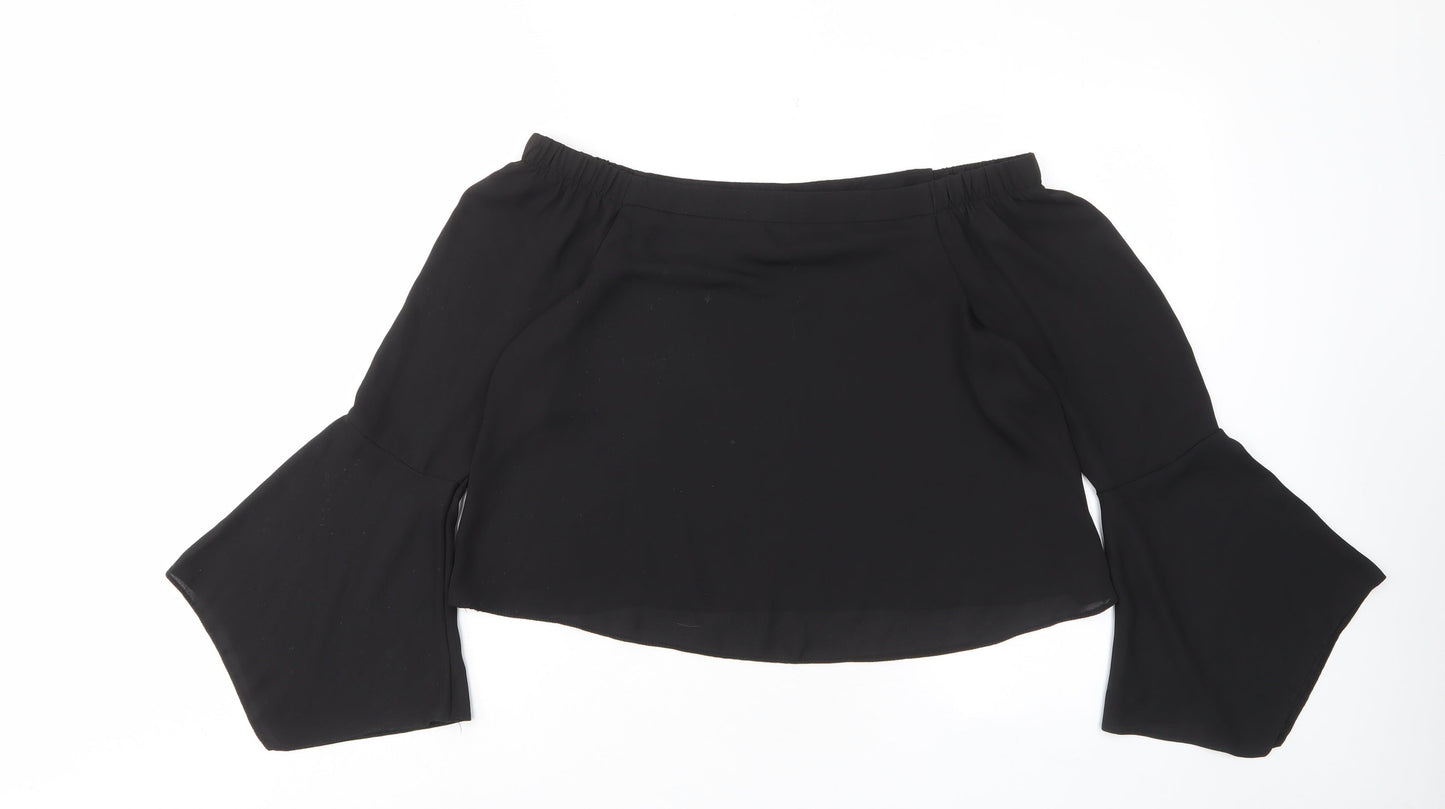 New Look Womens Black Polyester Basic Blouse Size 8 Off the Shoulder - Flow arms