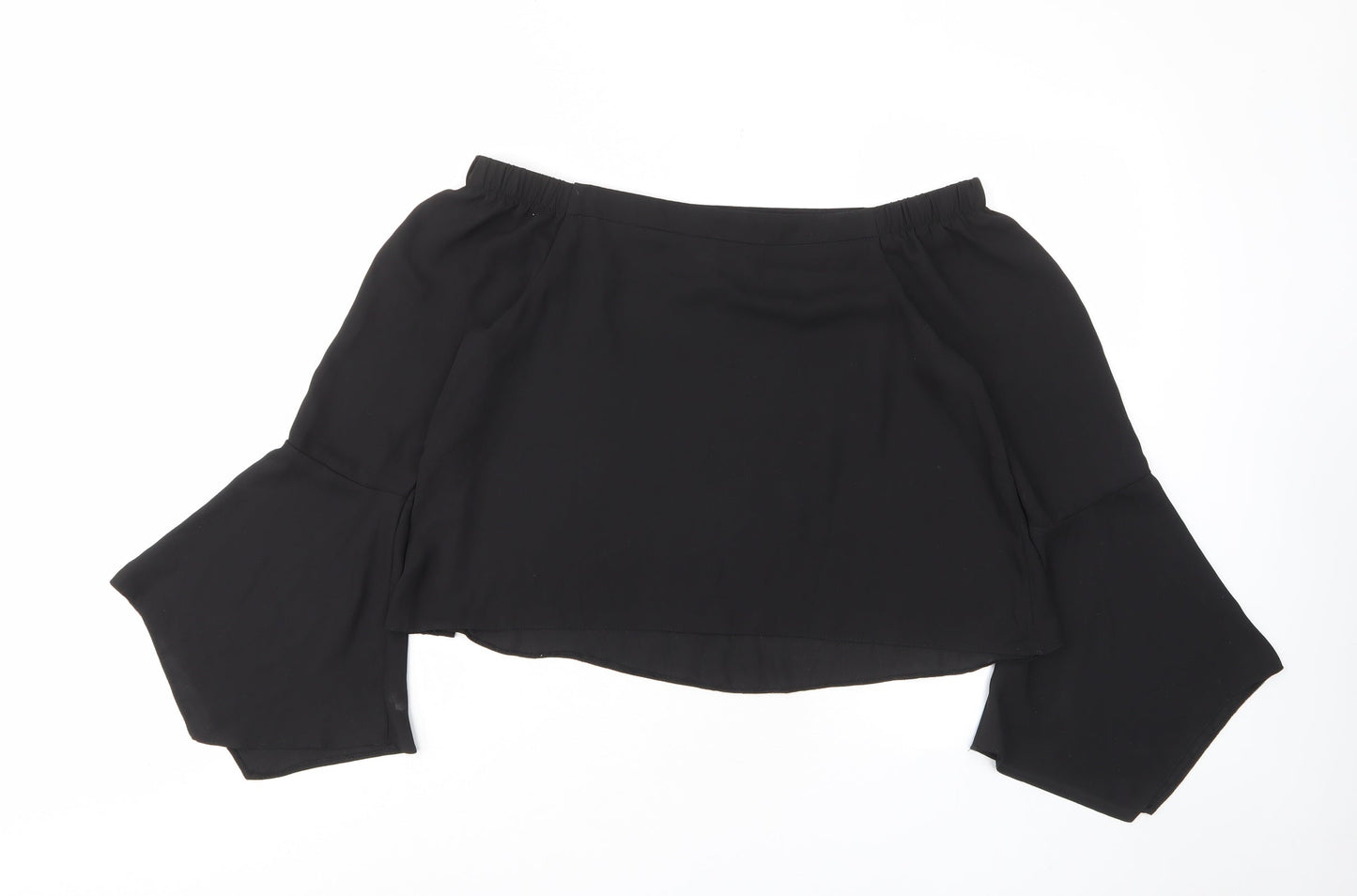 New Look Womens Black Polyester Basic Blouse Size 8 Off the Shoulder - Flow arms
