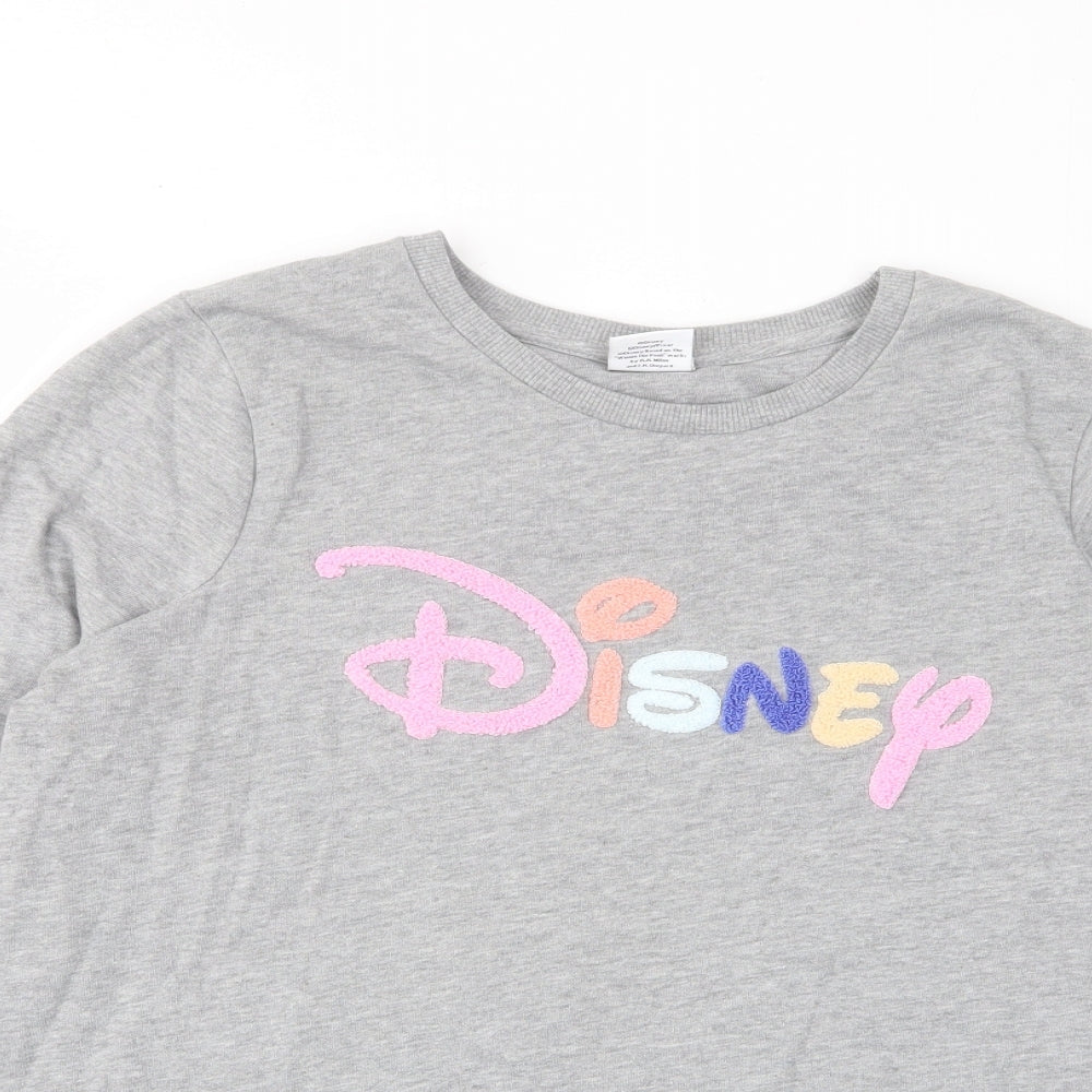 Disney Womens Grey Cotton Pullover Sweatshirt Size L Pullover - Embroided