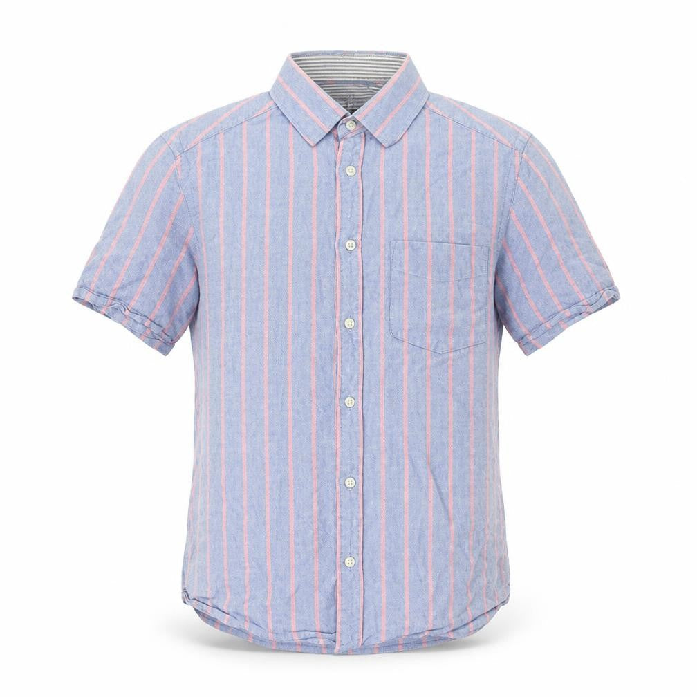 Blue Harbour Mens Blue Striped Cotton Button-Up Size S Collared Button - Pocket