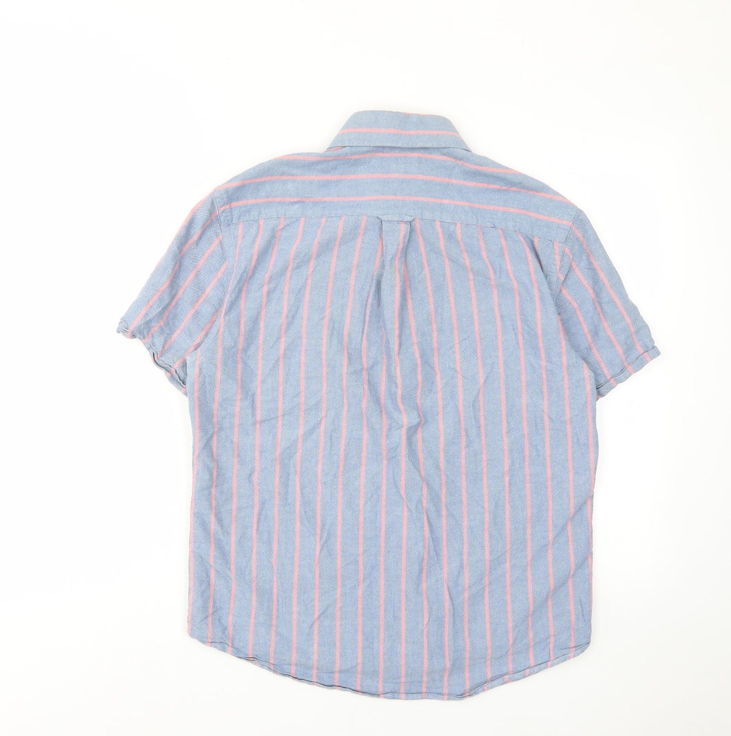 Blue Harbour Mens Blue Striped Cotton Button-Up Size S Collared Button - Pocket