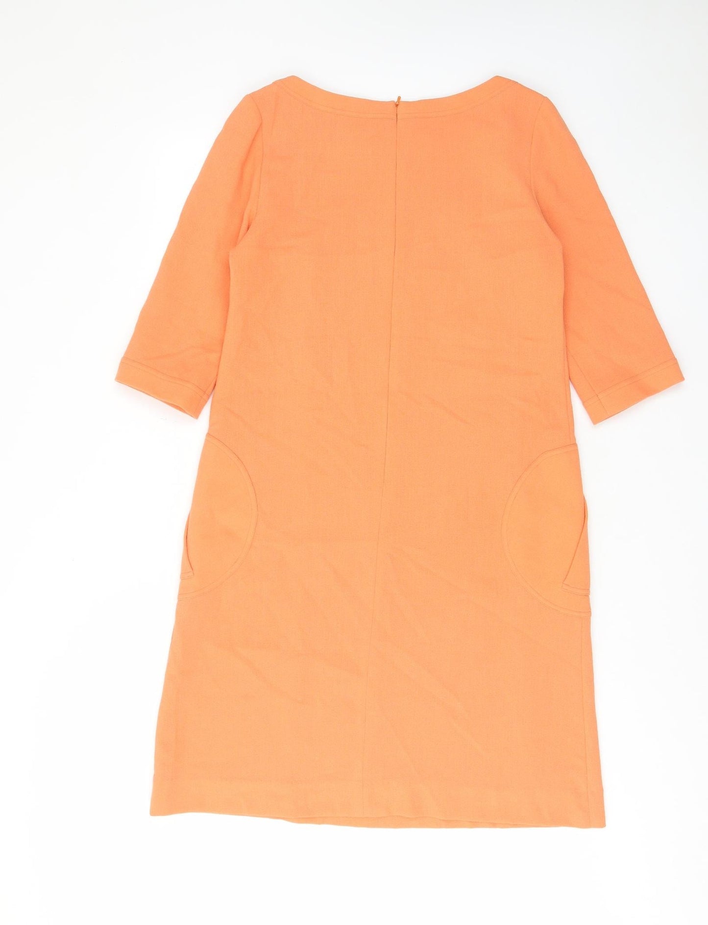 Goat Womens Orange Polyester Shift Size 10 Boat Neck Zip - Pockets