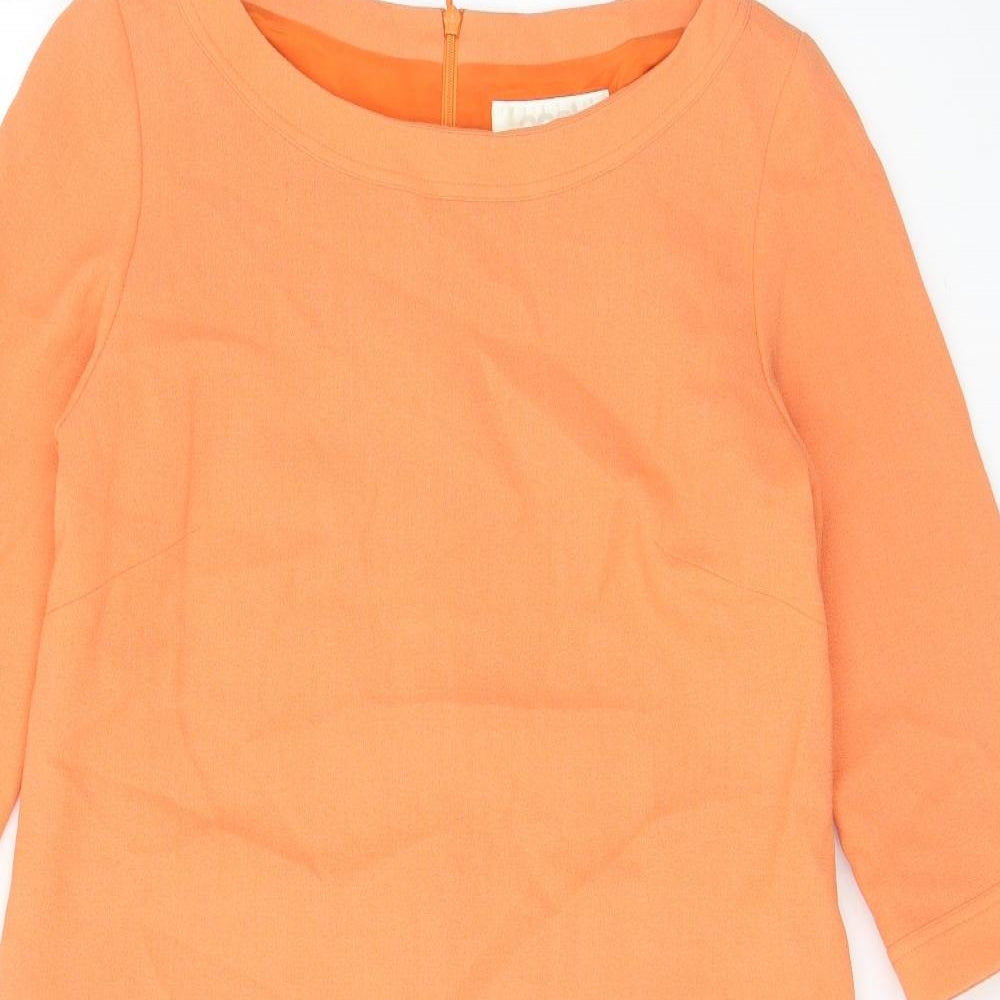 Goat Womens Orange Polyester Shift Size 10 Boat Neck Zip - Pockets