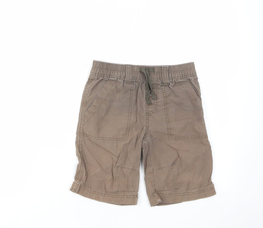 NEXT Boys Brown Cotton Bermuda Shorts Size 6 Years Regular Zip - Pockets