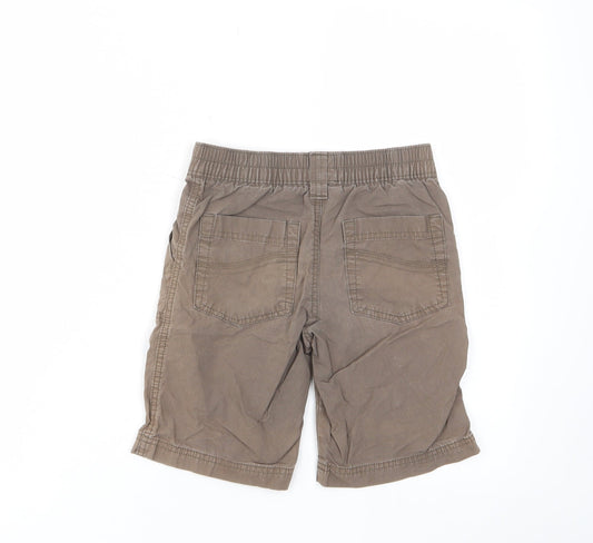 NEXT Boys Brown Cotton Bermuda Shorts Size 6 Years Regular Zip - Pockets