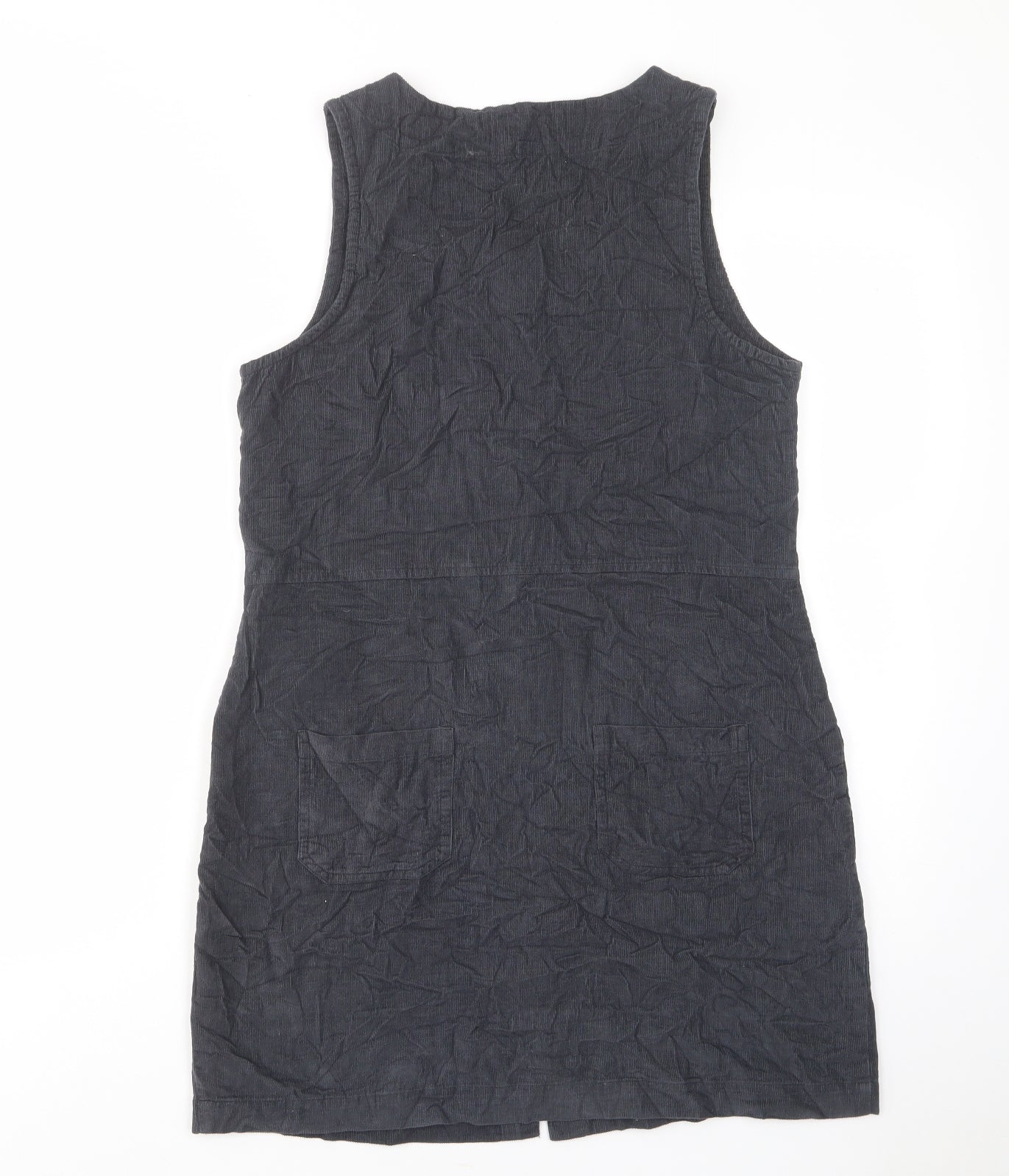 Nomad Womens Blue Cotton Shift Size 8 Scoop Neck Button - Pockets