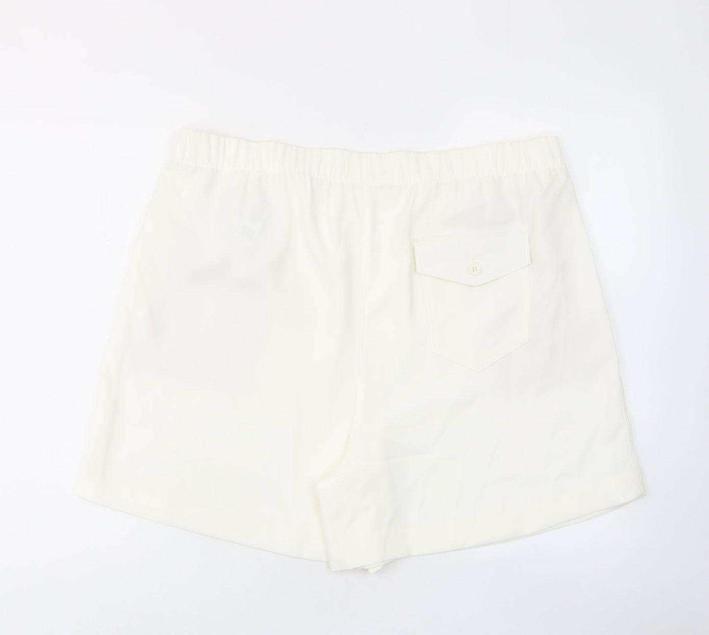 Marks and Spencer Womens Ivory Polyester Bermuda Shorts Size 20 L8 in Regular Pull On - Pockets, Elastic waist