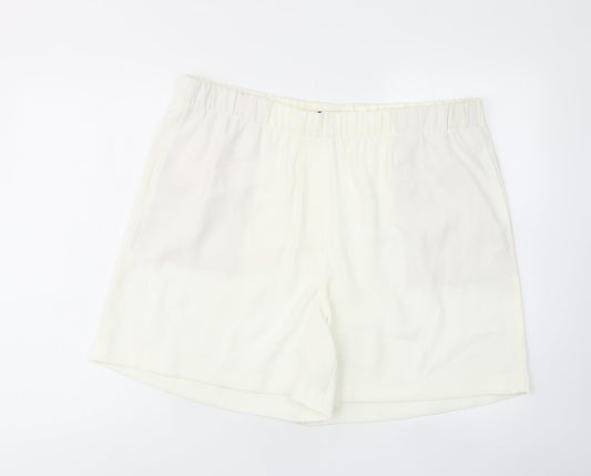 Marks and Spencer Womens Ivory Polyester Basic Shorts Size 20 L7 in Regular Pull On - Elastic waist, Pockets
