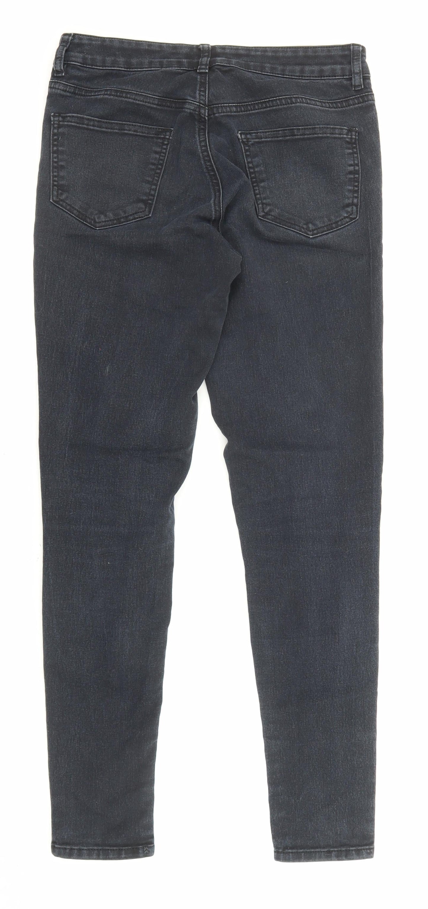 Warehouse Womens Black Cotton Skinny Jeans Size 10 L28 in Regular Zip - Pockets