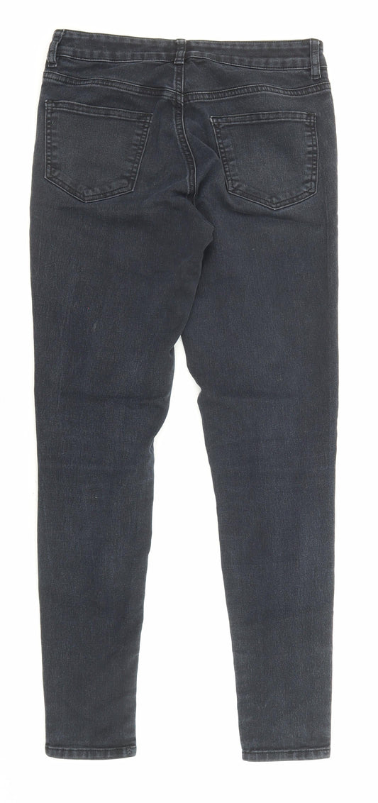 Warehouse Womens Black Cotton Skinny Jeans Size 10 L28 in Regular Zip - Pockets