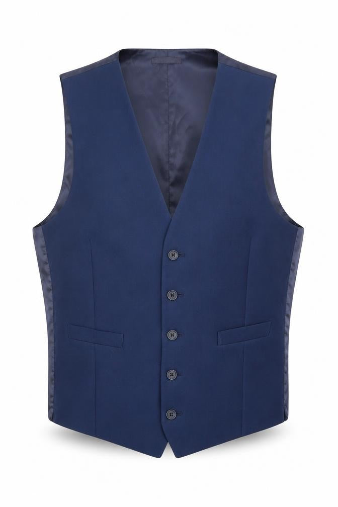 Marks and Spencer Mens Blue Wool Jacket Suit Waistcoat Size 40 Regular - Pockets