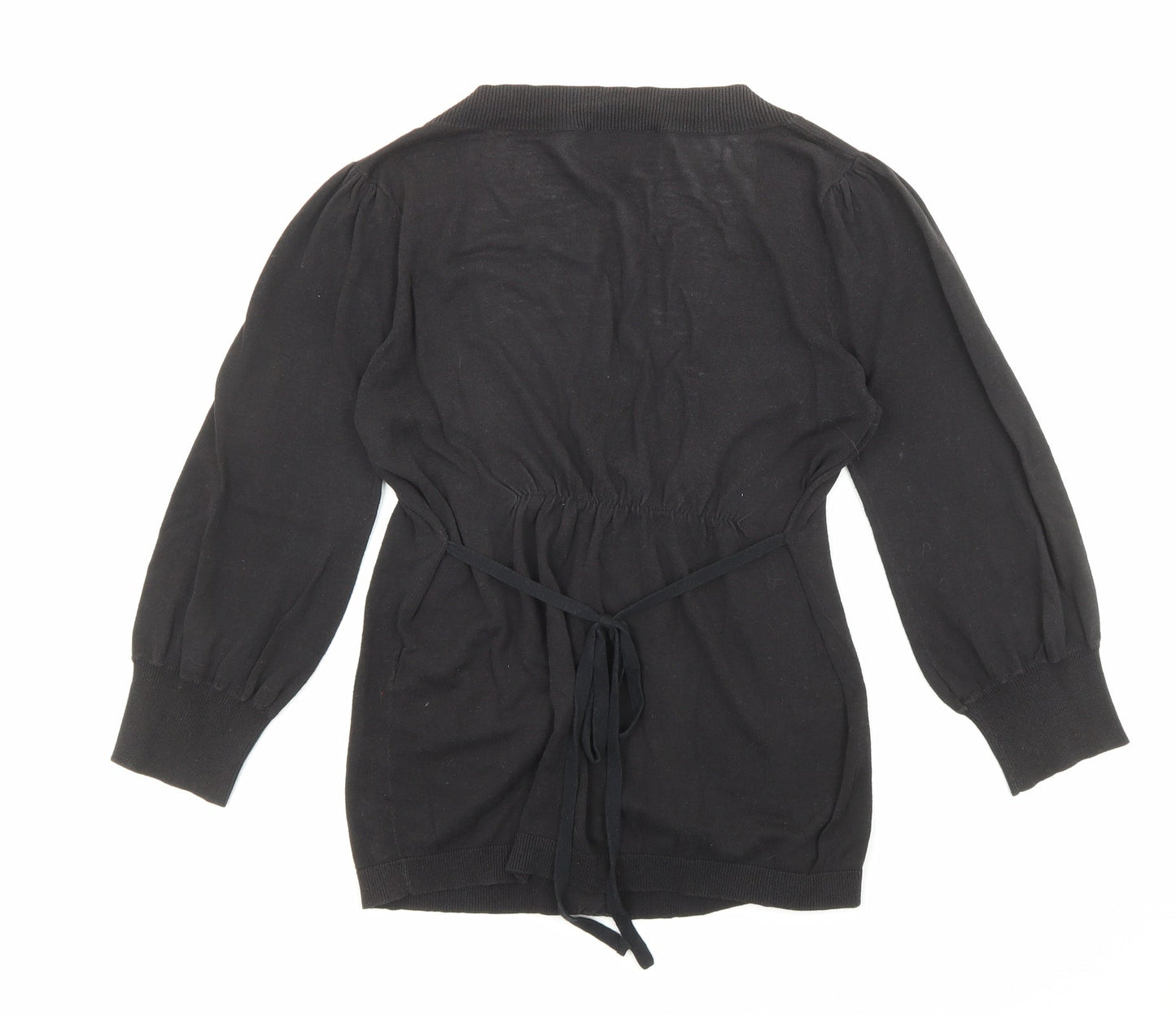 Warehouse Womens Black V-Neck Cotton Cardigan Jumper Size 10