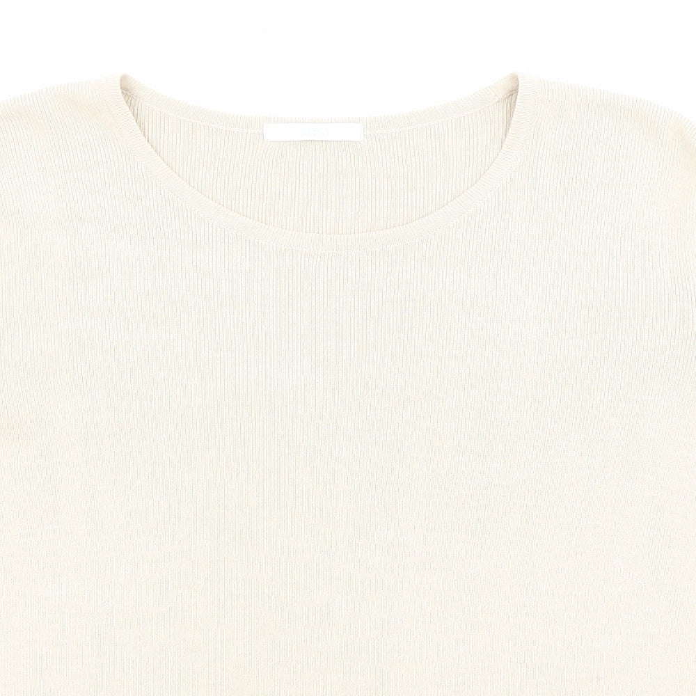 Marks and Spencer Womens Beige Boat Neck Acrylic Pullover Jumper Size 20
