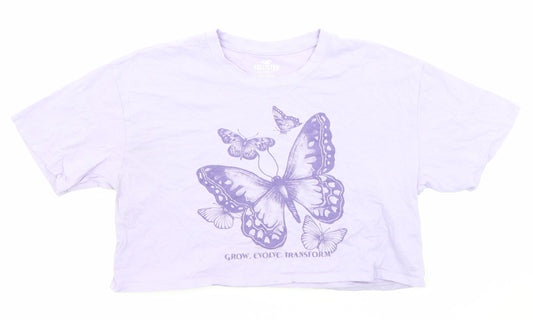 Hollister Womens Purple Cotton Cropped T-Shirt Size XS Crew Neck - Grow Evolve Transform