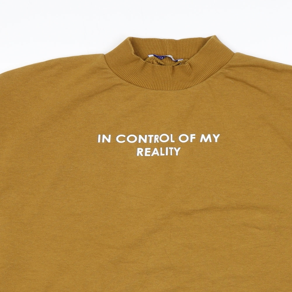 Zara Womens Yellow Cotton Pullover Sweatshirt Size L Pullover - In Control Of My Reality