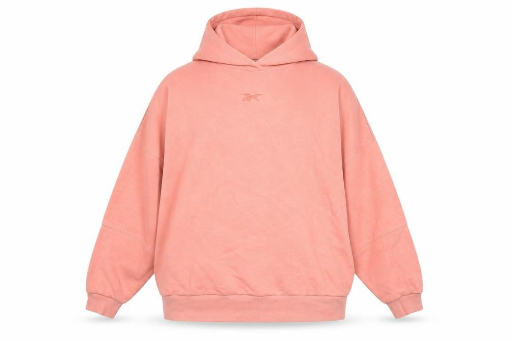 Womens UK L Regular Reebok Pink Pullover Hoodie