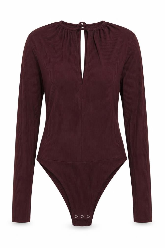 Topshop Womens Purple Viscose Bodysuit One-Piece Size 8 L9 in Snap - Keyhole Neck