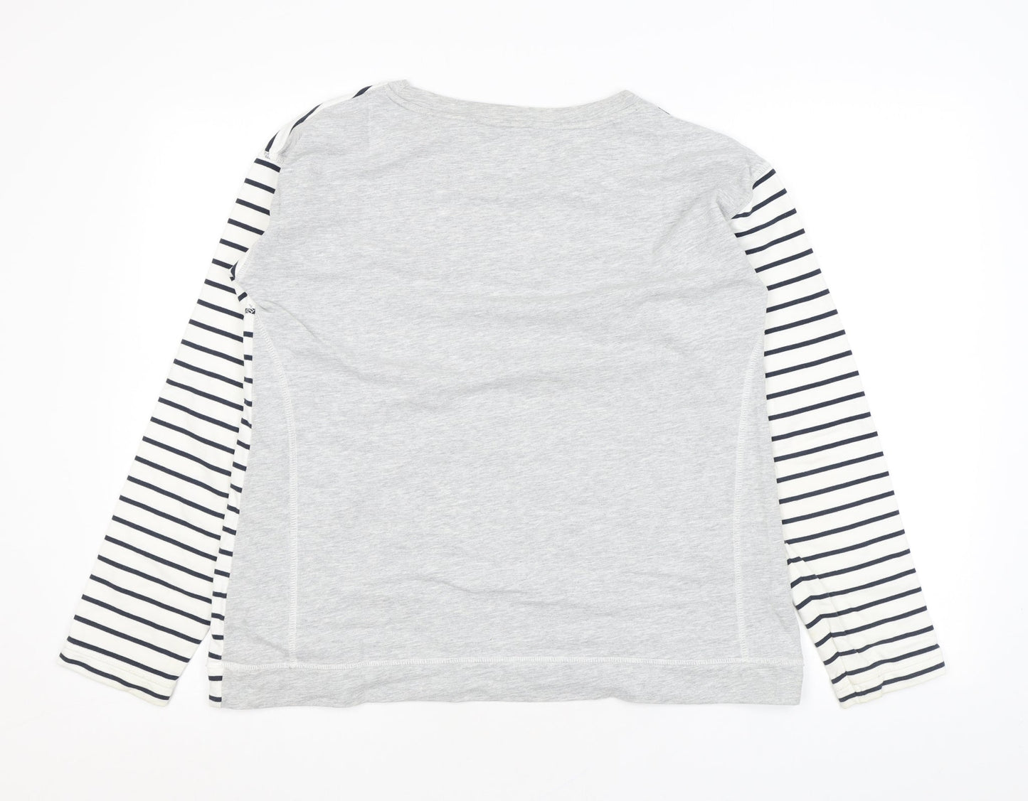 Crew Clothing Womens White Striped Cotton Basic T-Shirt Size 12 Round Neck