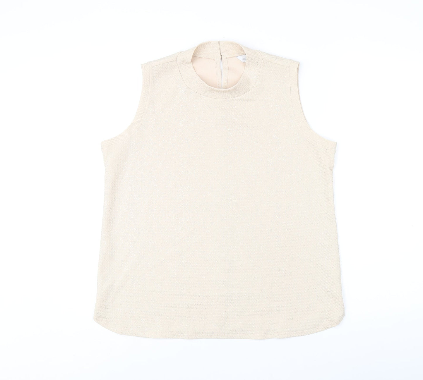 Label Be Womens Beige Polyester Basic Tank Size 14 Round Neck - Metallised Fibres Effect