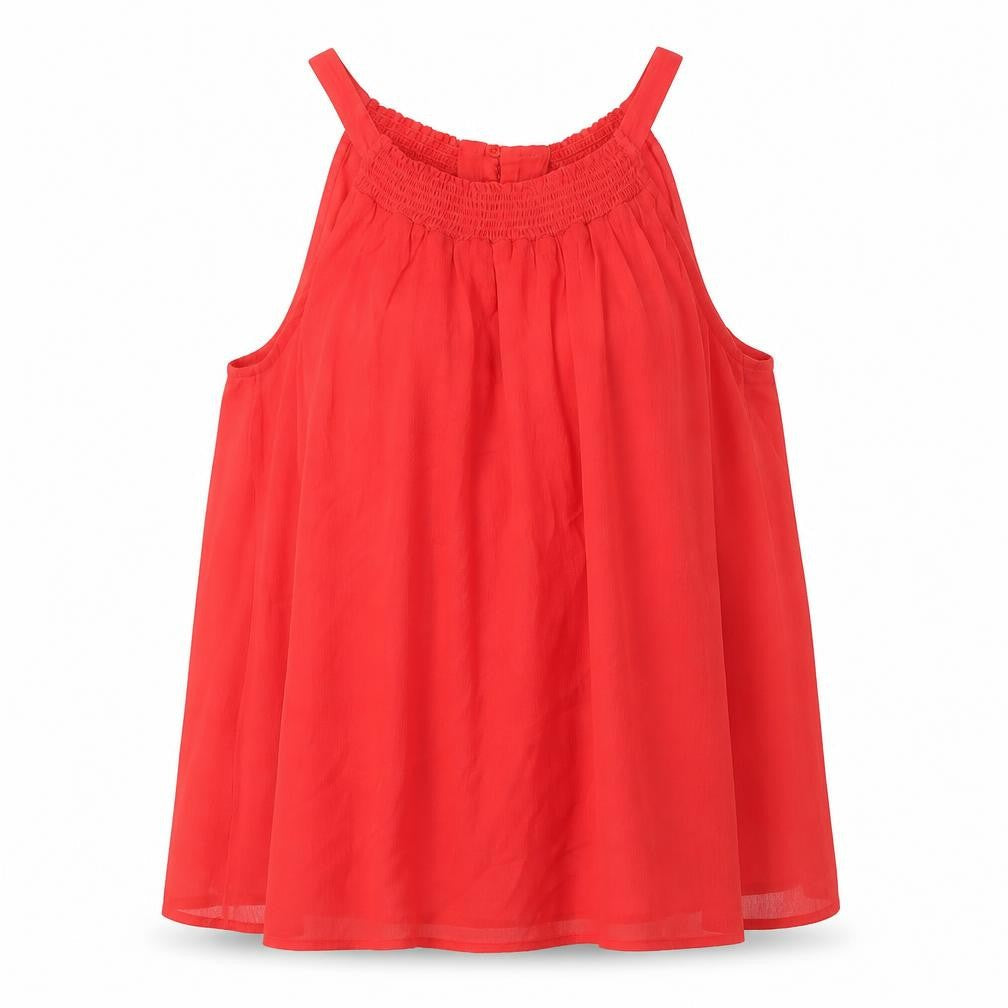 Marks and Spencer Womens Red Polyester Basic Blouse Size 10 Round Neck