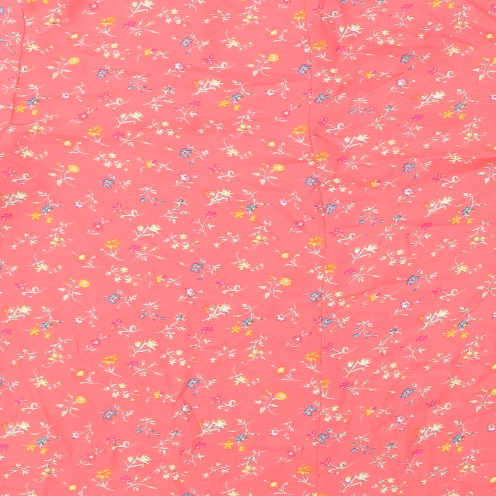 Gap Womens Pink Floral Polyester Basic Blouse Size S Round Neck - Ruffle Sleeves