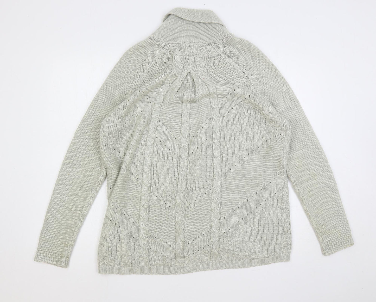 Marks and Spencer Womens Grey Collared Acrylic Cardigan Jumper Size 14 - Open