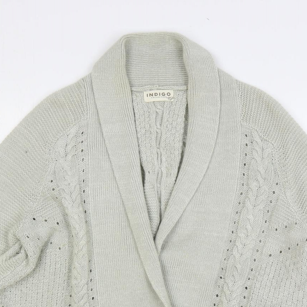 Marks and Spencer Womens Grey Collared Acrylic Cardigan Jumper Size 14 - Open