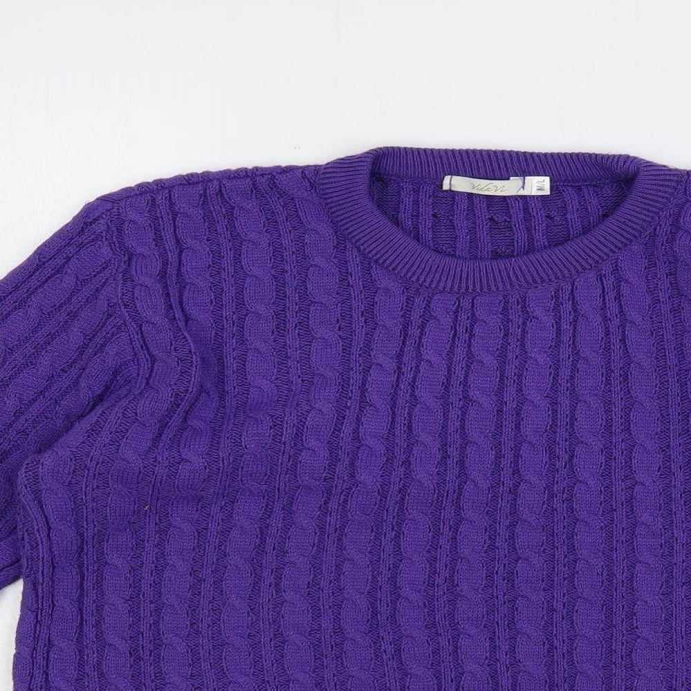 Vida Vi Womens Purple Crew Neck Acrylic Pullover Jumper Size M - Size M-L