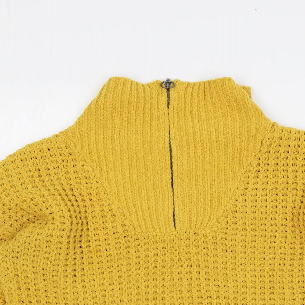 Moral Fibre Womens Yellow High Neck Polyester Pullover Jumper Size M