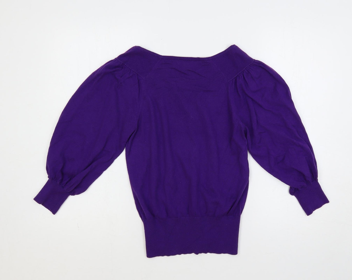 Monsoon Womens Purple Boat Neck Cotton Pullover Jumper Size 10