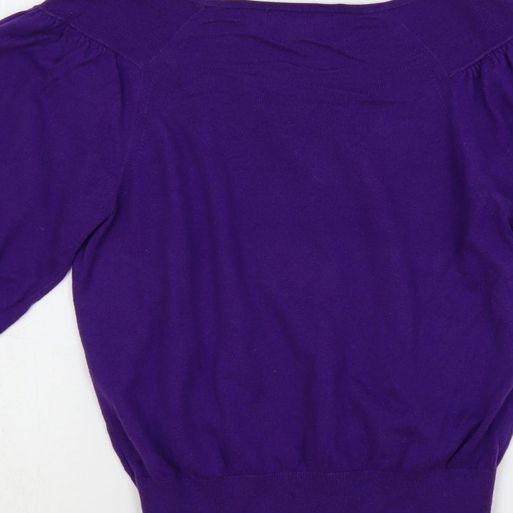 Monsoon Womens Purple Boat Neck Cotton Pullover Jumper Size 10